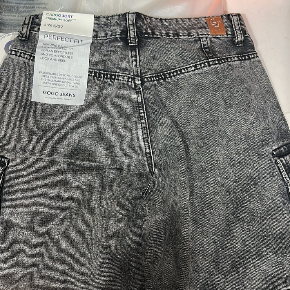 High Waist Wide Leg Cargo Junior‎ Jean Jorts Shorts Street Style Distressed Jean - Picture 8 of 10